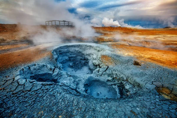 Ominous View Geothermal Area Hverir Hverarond Lake Myvatn Atracção Turística — Fotografia de Stock