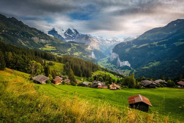 Majestic View Alpine Village Picturesque Gorgeous Scene Famous Tourist Attraction — Stock Photo, Image