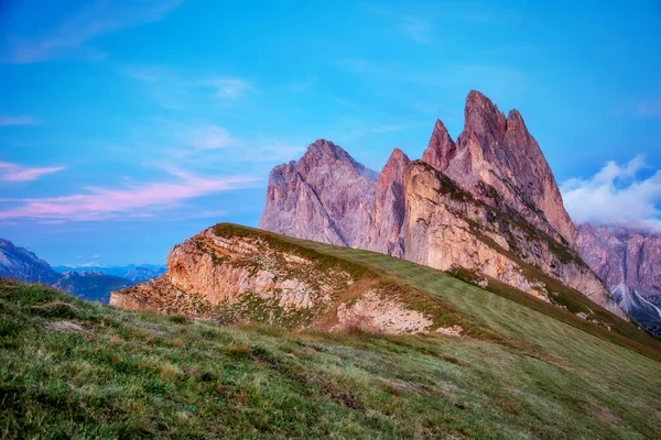 Fantastický Výhled Kouzelné Místo Funes Valley Dramatická Malebná Scéna Umístění — Stock fotografie