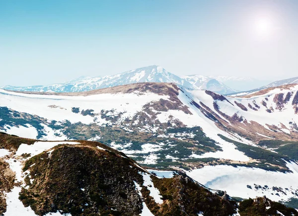 Fantastique Journée Ensoleillée Est Dans Paysage Montagne Scène Matinale Dramatique — Photo