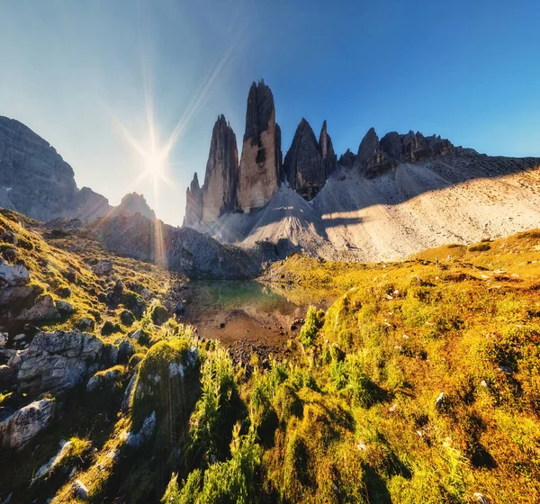 Superbe Vue Sur Lac Rienza Ensoleillé Ursprung Dans Parc National — Photo