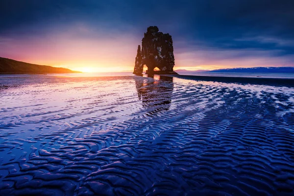 Spectaculaire Sable Sombre Après Marée Scène Pittoresque Magnifique Emplacement Lieu — Photo