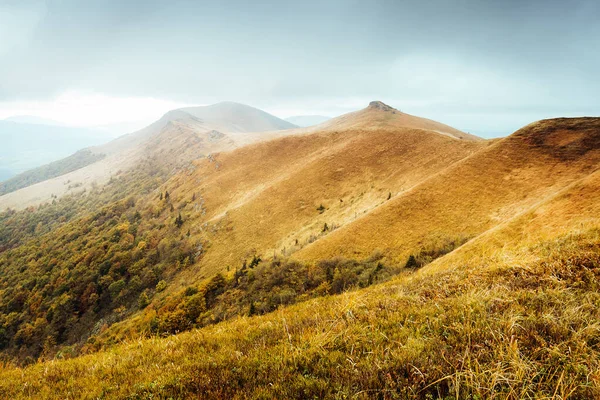 Majestic Yellow Hills Glowing Sunlight Day Dramatic Scene Picturesque Picture — Stock Photo, Image