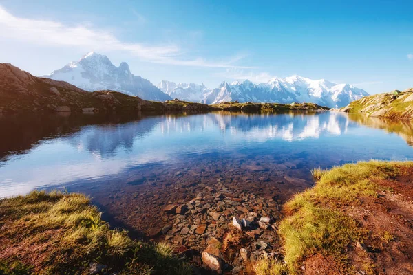 Utsikt Över Mont Blanc Glaciären Med Lac Blanc Populär Turistattraktion — Stockfoto