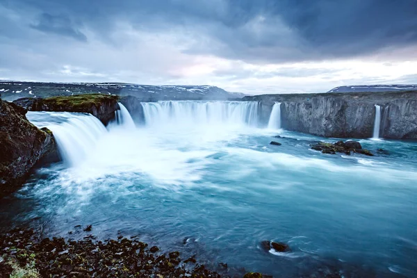 Fantastisk Utsikt Över Mäktiga Godafoss Kaskad Populär Turistattraktion Underbar Scen — Stockfoto