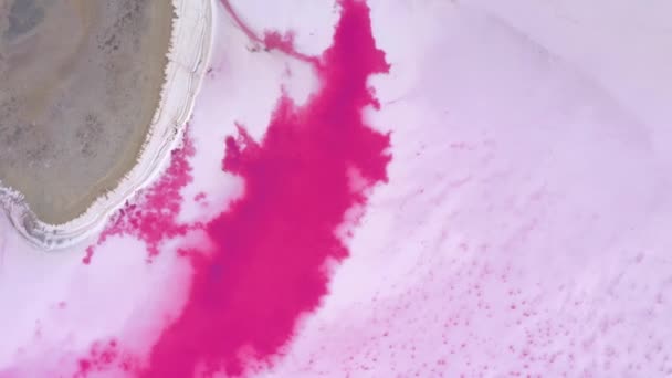 Αφηρημένη Θέα Από Drone Στο Ροζ Αλμυρό Βάλτο Μια Ζωγραφισμένη — Αρχείο Βίντεο