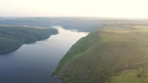 Picturesque View Grand River Green Valley Bird Eye View Filmed — Stock Video