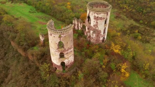 Ruiny Wieża Chervonograd Zamku Castrum Rubrum Ptasia Oko Nagrywane Uhd — Wideo stockowe