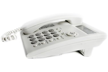 Beyaz arkaplanda telefon.