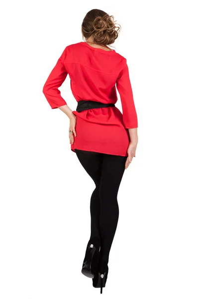 Mode-Model trägt rotes Kleid — Stockfoto