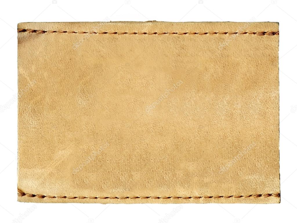 Leather label on white background.