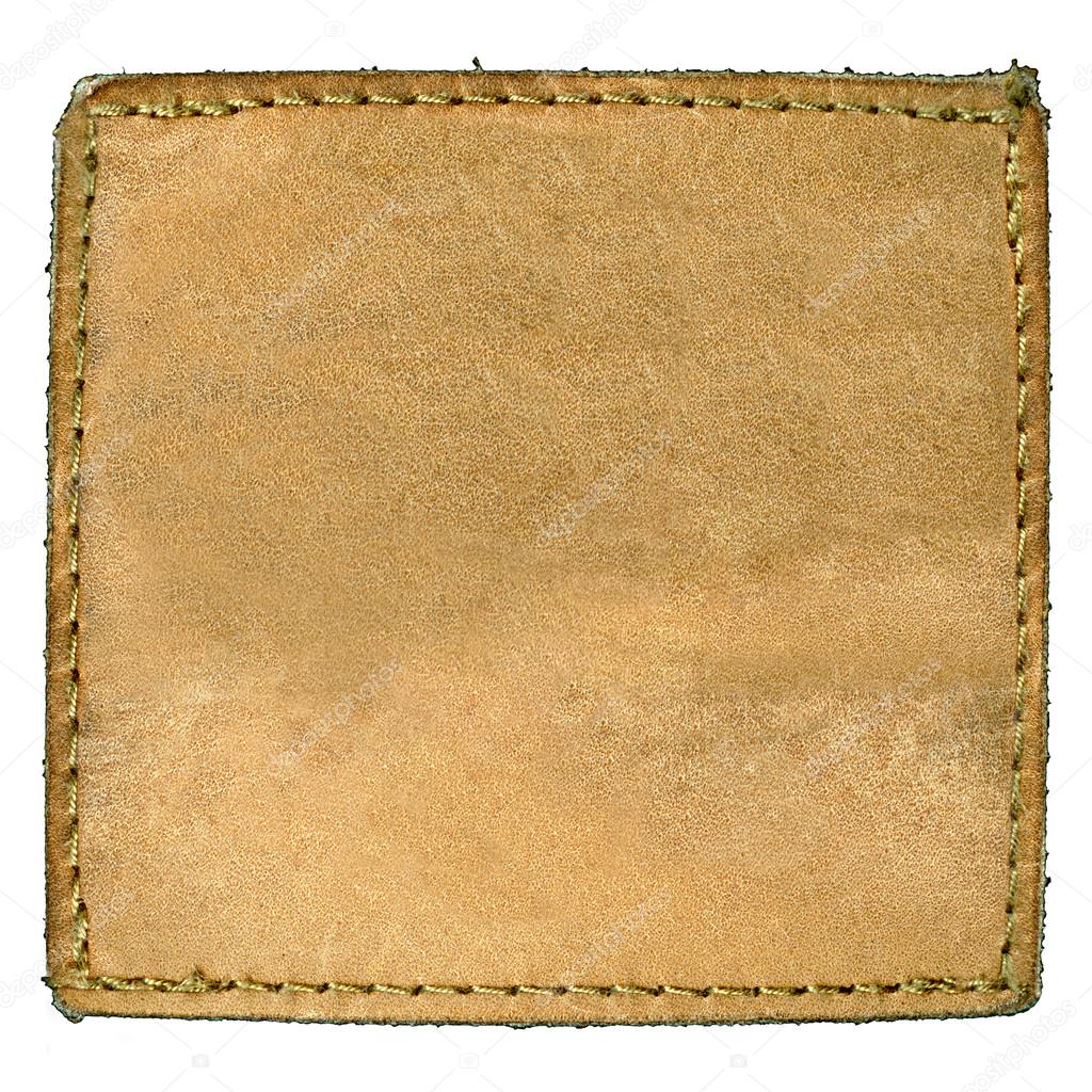 Leather label on white background.