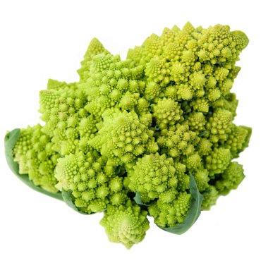 One whole Romanesco broccoli (Brassica oleracea) on a white background. clipart