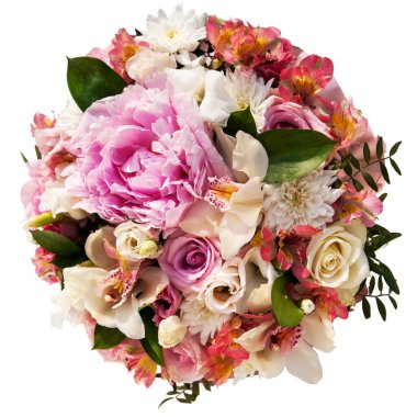 beyaz zemin üzerine güzel çiçekler buket.