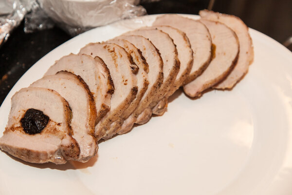 Pork loin stuffed with prunes