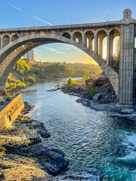 Spokane Falls Name Waterfall Dam Spokane River Located Central Business — Stock Photo, Image