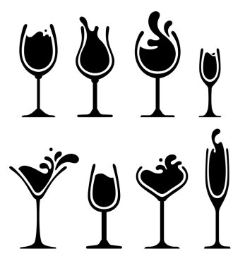 silhouette of wine glass with splash