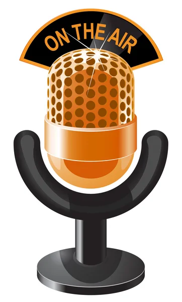 Golden microphone icon — Stock Vector