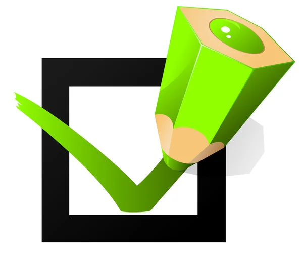 Check box and green pencil — Stock Vector