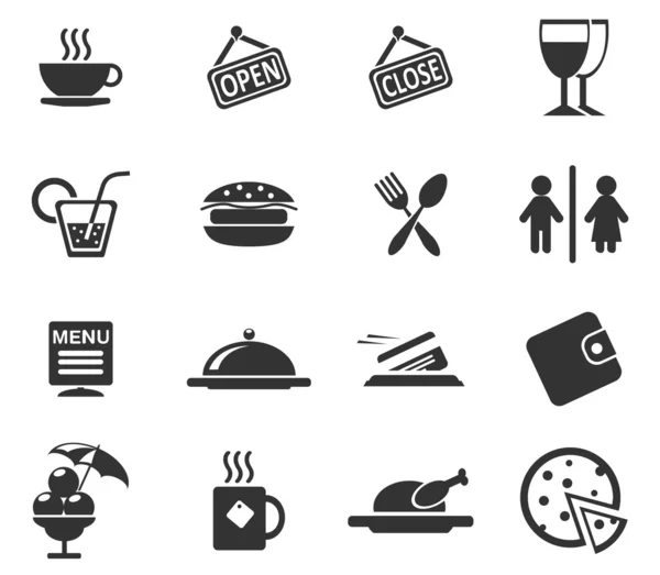 Cafe Silhouette Icons — Stock Vector