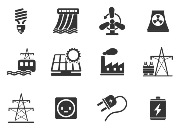Conjunto de iconos, Energía e Industria — Archivo Imágenes Vectoriales