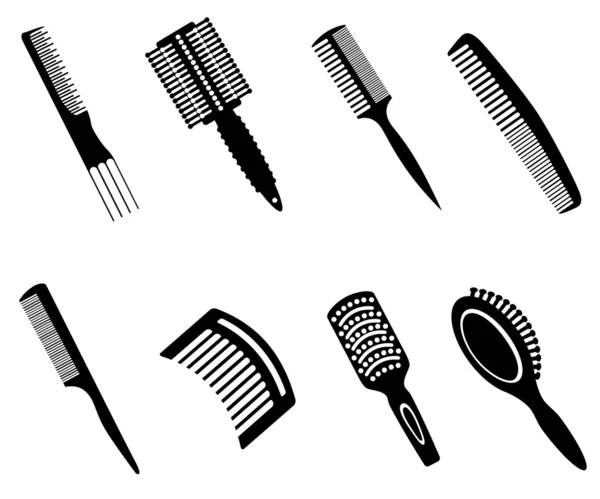 Hairbrushes Silhouette Icons — Stock Vector