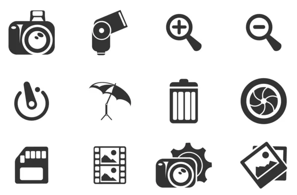 Modos de silueta de fotos iconos — Vector de stock