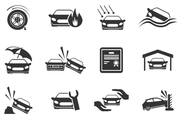 Iconos de seguro de coche Gráficos vectoriales