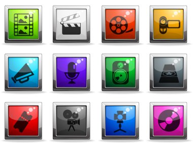 medya vektör yuvarlak parlak Icon set