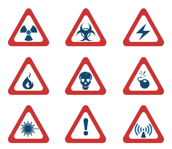 Triangular Hazard Sign Icons — Stock Vector