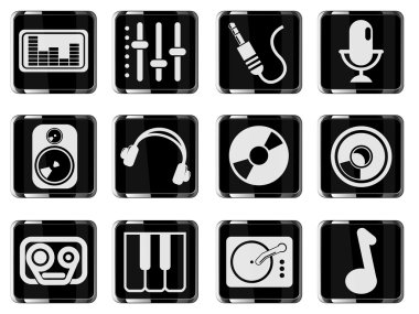 medya parlak Icon set vektör