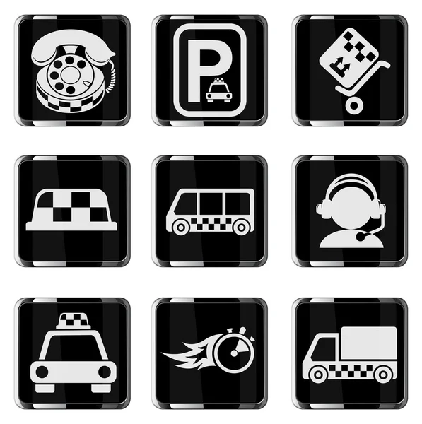 Conjunto de iconos de servicios Taxi — Archivo Imágenes Vectoriales
