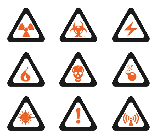 Icone triangolari del segno di pericolo — Vettoriale Stock
