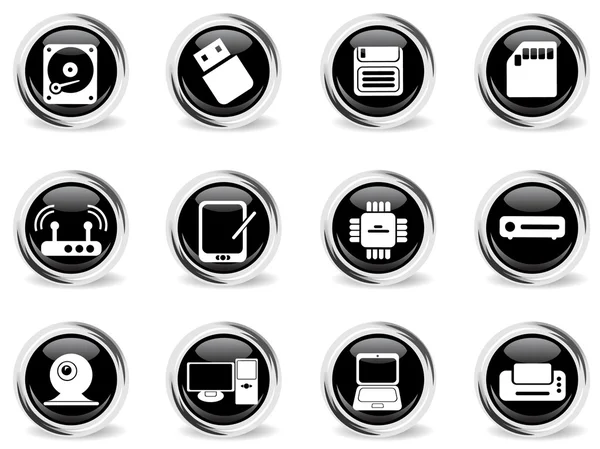 Computer apparatuur chrom vector iconen — Stockvector