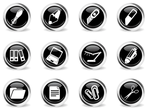 Glass office icons set — Stock Vector