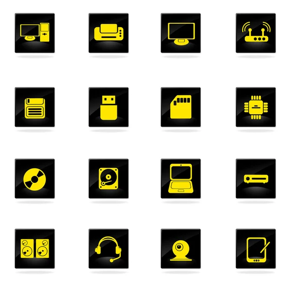 Computer equipment simple vector icons — Stock Vector