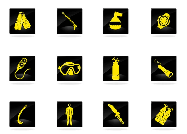 Ensemble d'icônes de plongée — Image vectorielle