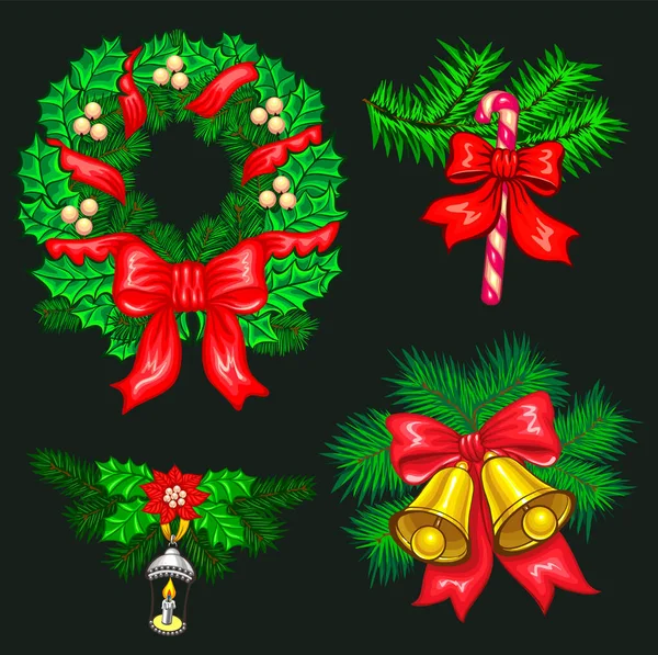 Decoraciones Tradicionales Año Nuevo Navidad Ilustración Vectorial Ilustraciones De Stock Sin Royalties Gratis