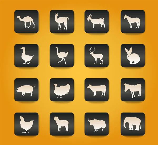 Çiftlik Hayvanları Kullanıcı Arayüzü Tasarımı Için Web Simgeleri — Stok Vektör