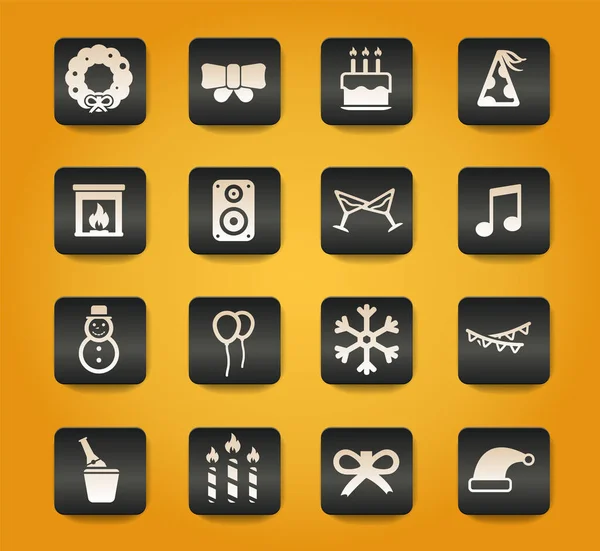 Nuevo Año Simplemente Símbolos Para Los Iconos Web — Vector de stock