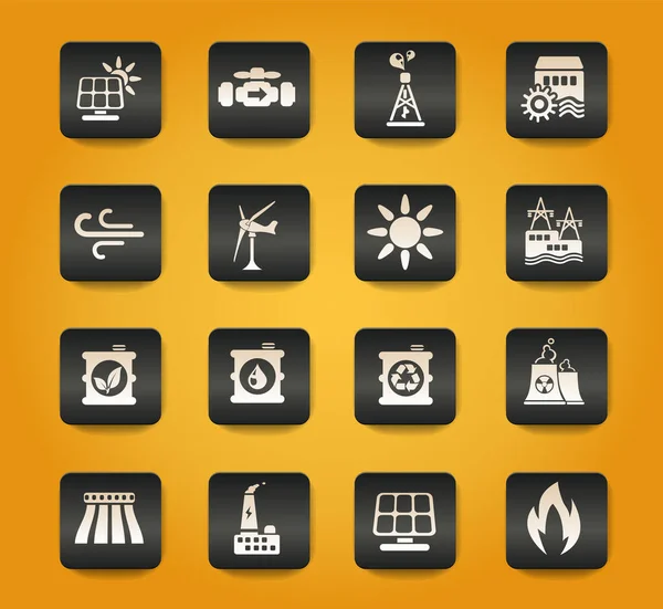 Iconos Industria Generación Energía Para Diseño Interfaz Usuario — Archivo Imágenes Vectoriales