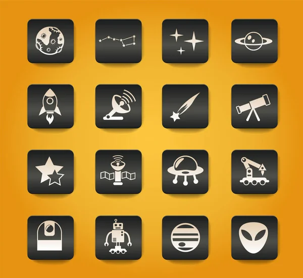 Symbole Spacji Czarnych Przyciskach Żółtym Tle — Wektor stockowy