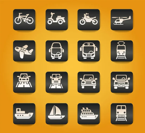 Transport Web Symbols Black Buttons Yellow Background — Stock Vector