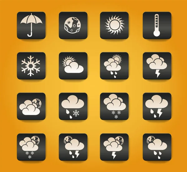 黄底黑色按钮上的天气标志 — 图库矢量图片