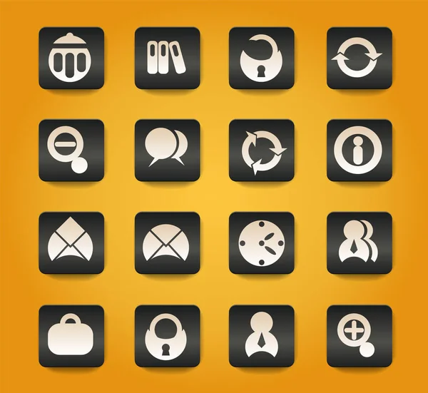 黄色の背景の黒いボタンのオフィスのシンボル — ストックベクタ