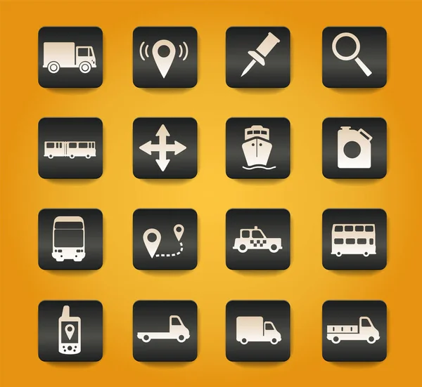 Navigationssymbole Auf Schwarzen Tasten Auf Gelbem Hintergrund — Stockvektor