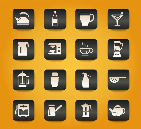 Utensilios Para Preparación Bebidas Conjunto Iconos Para Sitios Web Interfaz — Vector de stock