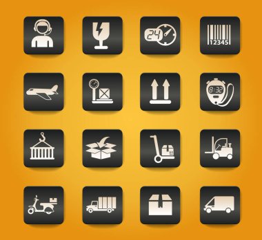 Sarı arkaplandaki siyah düğmeler üzerine dağıtım sembolleri