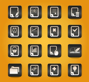 Sarı arkaplandaki siyah düğmelerle ilgili semboller