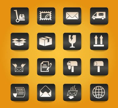 Sarı arkaplanda siyah düğmeler üzerine servis sembolleri